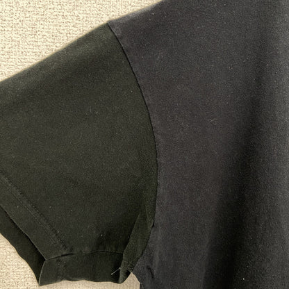 古着 used　半袖プリントTシャツ　KanaBeach　切り替えデザイン　レトロ　クルーネック　黒　ブラック　Lサイズ