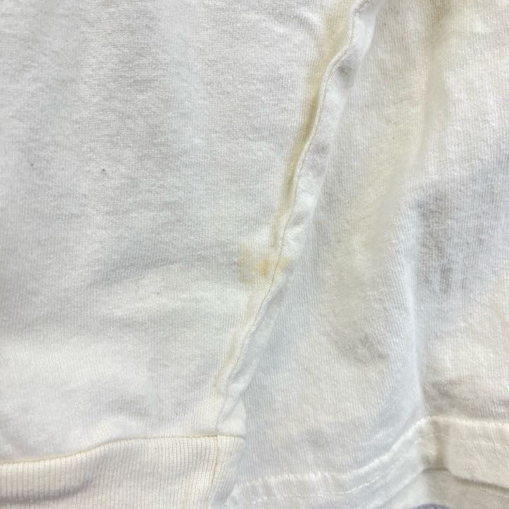 古着 used　長袖アニマルプリントTシャツ　ベージュ　熊　クマ　bear　レトロデザイン　モックネック　Sサイズ
