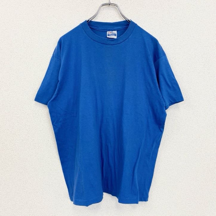 古着 used　Hanes　ヘインズ　半袖バックプリントTシャツ　ブルー　シングルステッチ　クルーネック　XLサイズ