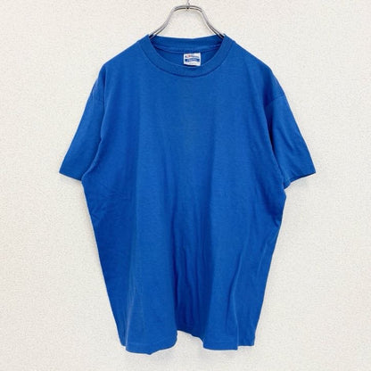 古着 used　Hanes　ヘインズ　半袖バックプリントTシャツ　ブルー　シングルステッチ　クルーネック　XLサイズ