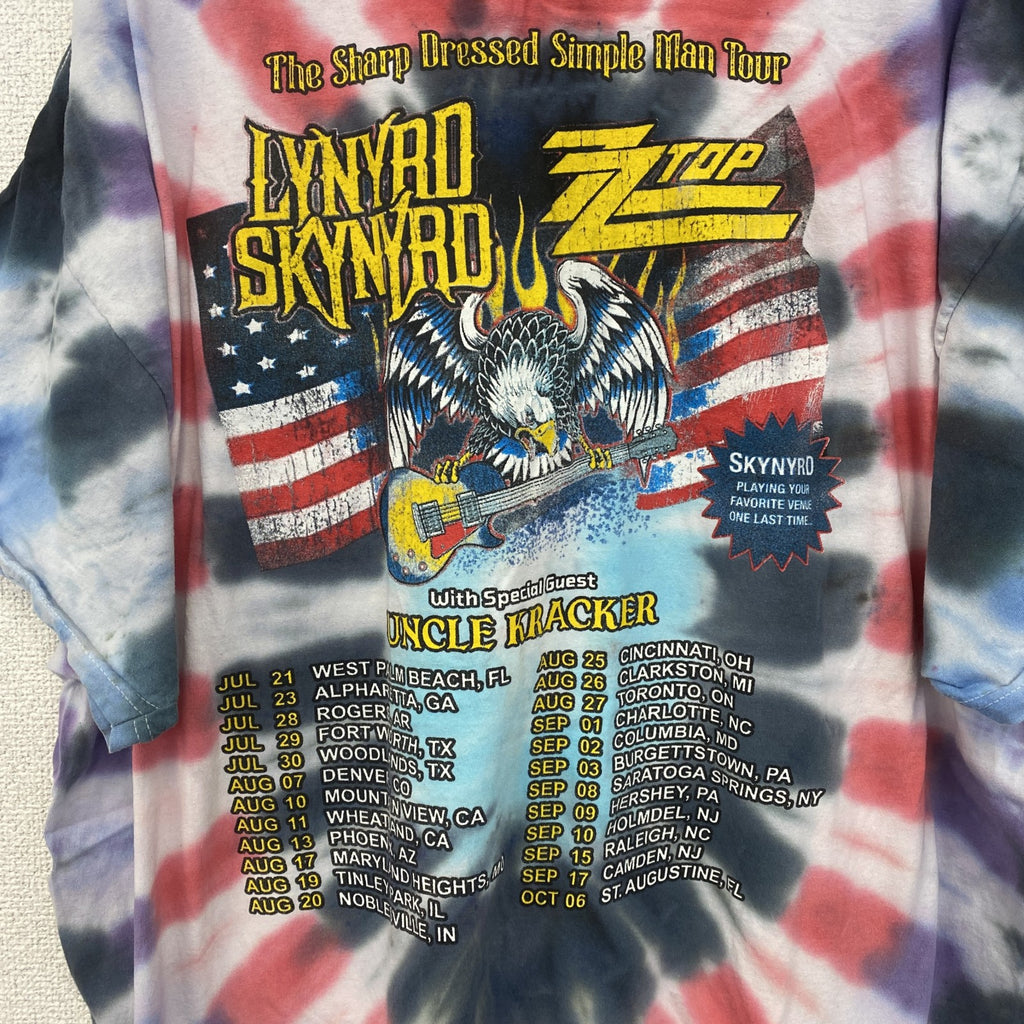 古着 used　LYNYRD SKYNYRD　半袖プリントバンドTシャツ　レトロデザイン　タイダイ柄　クルーネック　XXLサイズ
