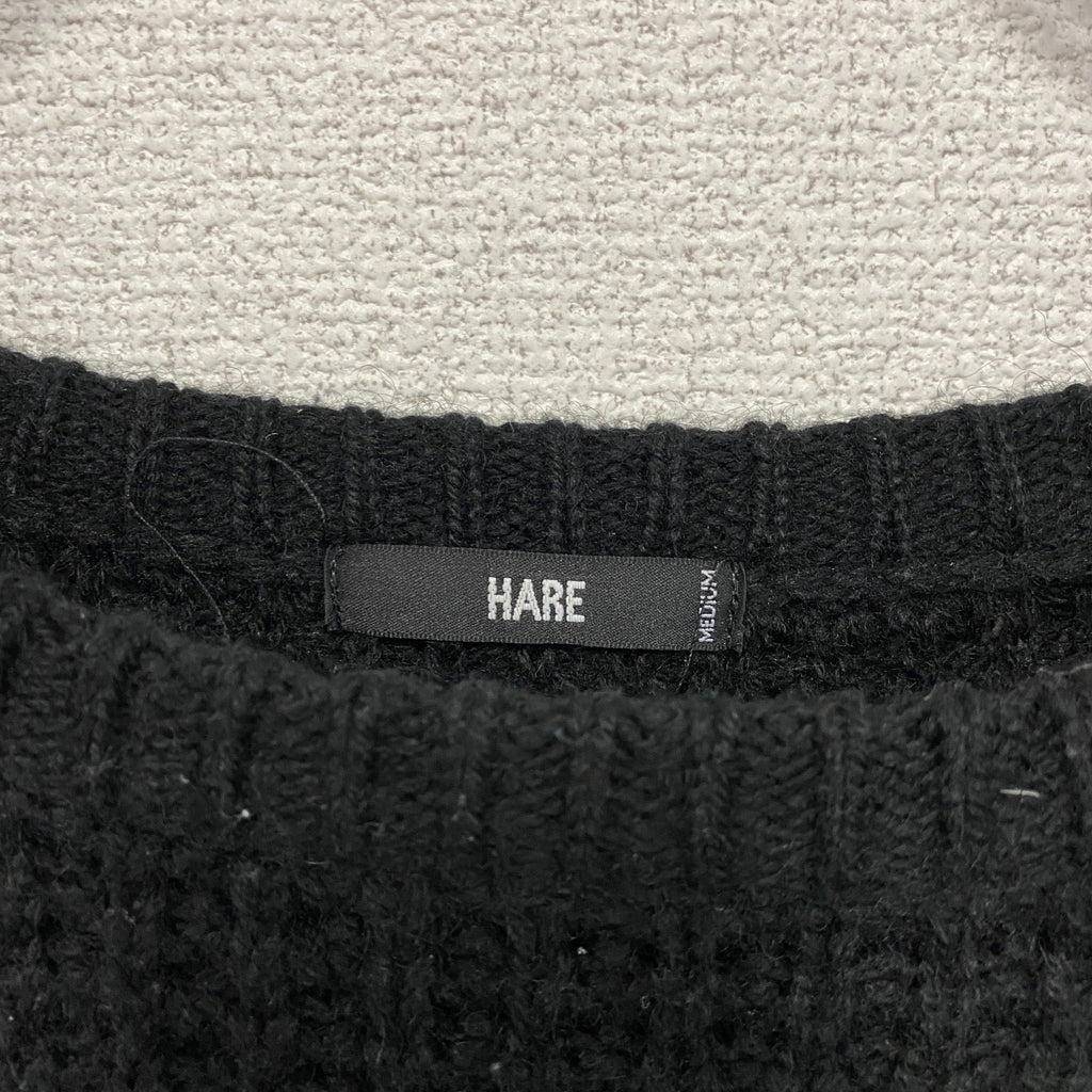 HARE　ハレ　ワッフルウールニットセーター　無地　黒　ブラック　Mサイズ
