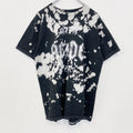 古着 used　AC/DC　半袖プリントバンドTシャツ　レトロデザイン　タイダイ　クルーネック　メタル　黒　ブラック　M,Lサイズ