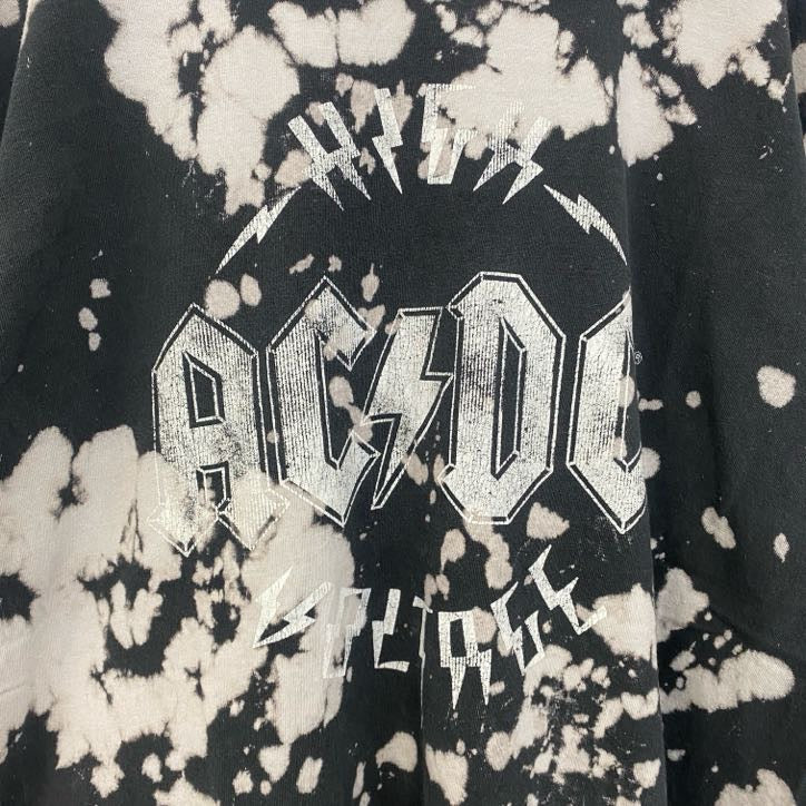 古着 used　AC/DC　半袖プリントバンドTシャツ　レトロデザイン　タイダイ　クルーネック　メタル　黒　ブラック　M,Lサイズ