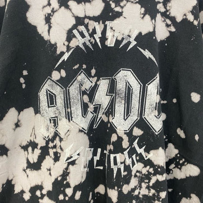 古着 used　AC/DC　半袖プリントバンドTシャツ　レトロデザイン　タイダイ　クルーネック　メタル　黒　ブラック　M,Lサイズ
