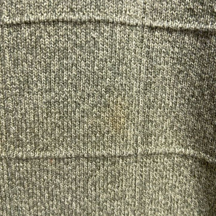 VAN HEUSEN　Vネック薄手ニット　セーター　ブロック柄　黄緑　ライトグリーン　レトロデザイン　XLサイズ