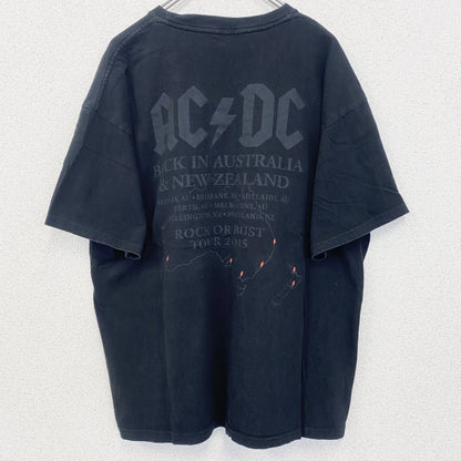 古着 used　AC/DC　半袖プリントバンドTシャツ　2015　ツアー　レトロデザイン　クルーネック　メタル　黒　ブラック　