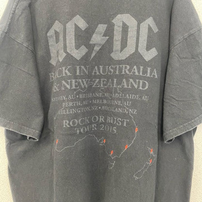 古着 used　AC/DC　半袖プリントバンドTシャツ　2015　ツアー　レトロデザイン　クルーネック　メタル　黒　ブラック　
