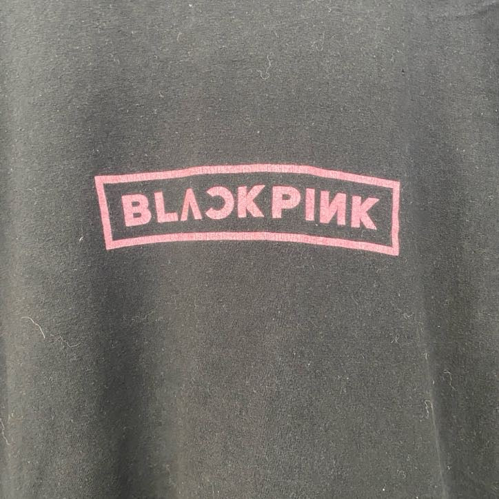 古着 used　BLACK PINK　ブラックピンク　半袖プリントTシャツ　K‐pop　クルーネック　黒　ブラック　Lサイズ