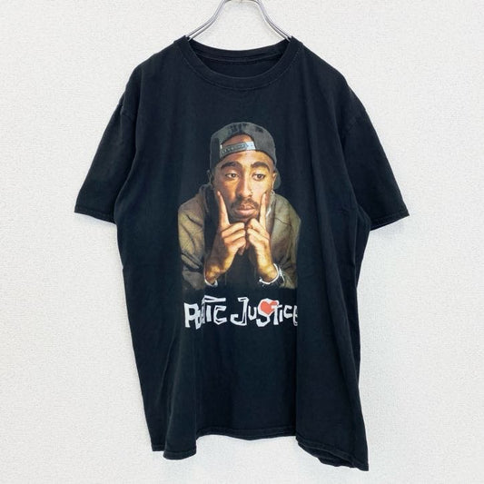 古着 used　PoeTic JusTice　2PAC　半袖プリントTシャツ　ブラック　黒　ヒップホップ　ラッパー　クルーネック