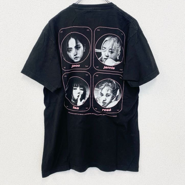 古着 used　BLACK PINK　ブラックピンク　半袖プリントTシャツ　K‐pop　クルーネック　黒　ブラック　Lサイズ