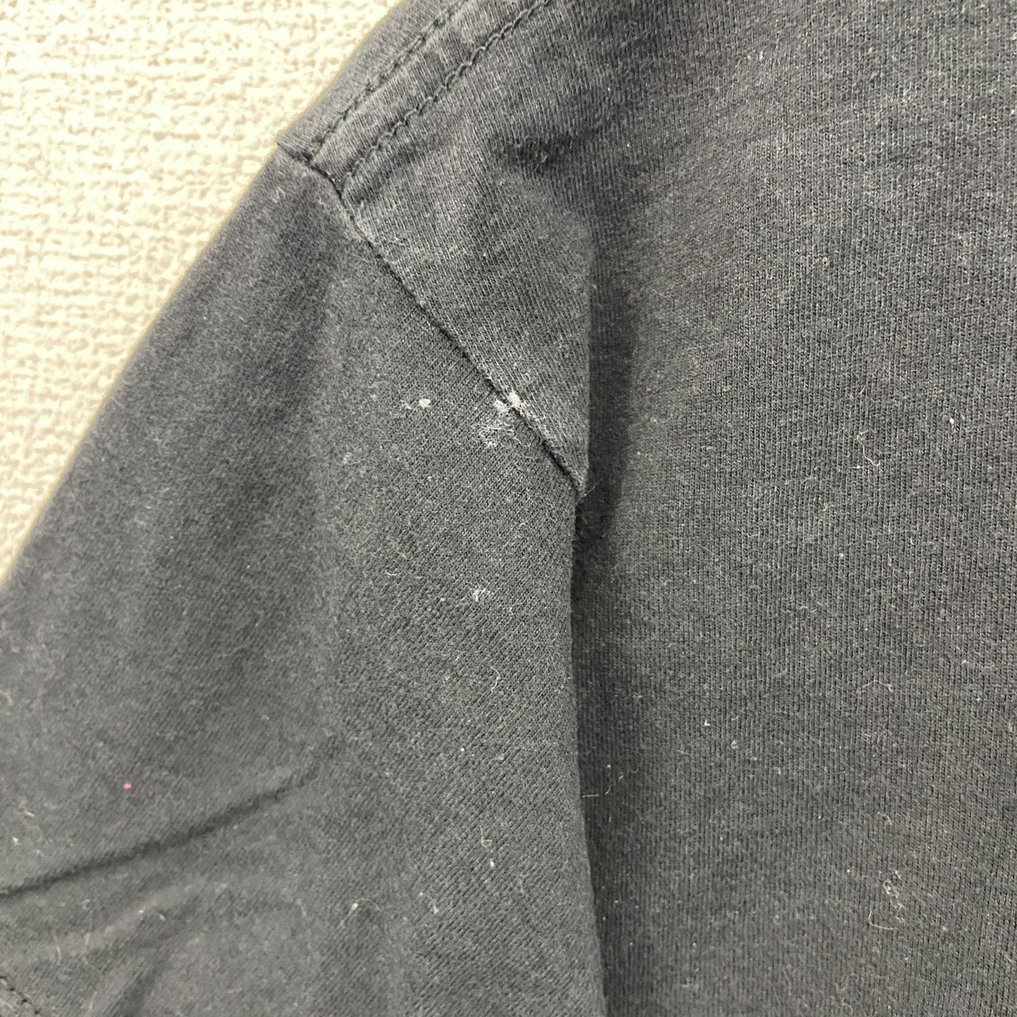 古着 used　FURUIT OF THE LOOM　半袖プリントTシャツ　クルーネック　工程表　レトロデザイン　黒　Mサイズ