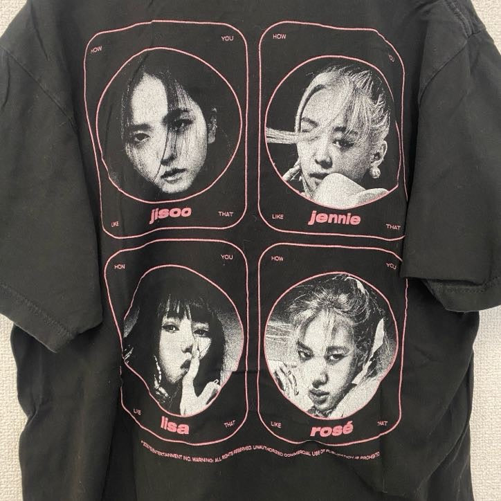 古着 used　BLACK PINK　ブラックピンク　半袖プリントTシャツ　K‐pop　クルーネック　黒　ブラック　Lサイズ