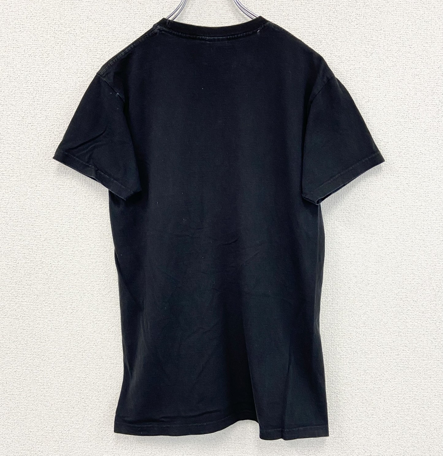 古着 used　FURUIT OF THE LOOM　半袖プリントTシャツ　クルーネック　工程表　レトロデザイン　黒　Mサイズ