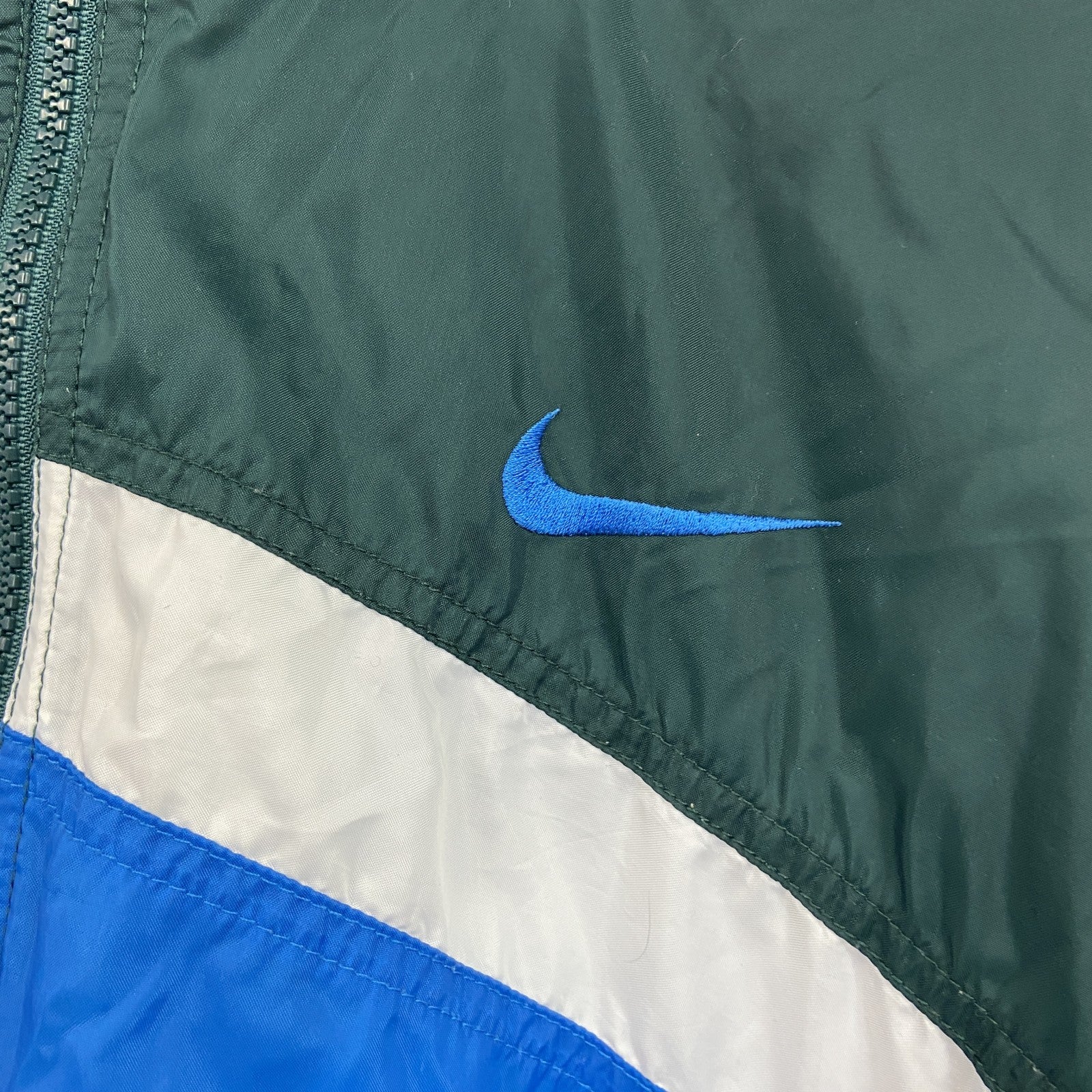 90s　NIKE　ナイキ　フルジップナイロンジャケット　スウッシュ　デカロゴ　ヴィンテージ　マルチカラー　Lサイズ