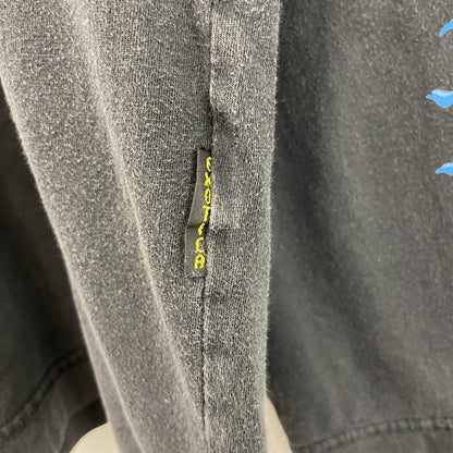古着 used　EHOTICA　長袖プリントTシャツ　クルーネック　ロンT　カジュアル　鳥　レトロデザイン　黒　XLサイズ