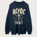 古着 used　AC/DC　長袖プリントバンドTシャツ　レトロデザイン　クルーネック　ロック　黒　ブラック　Sサイズ