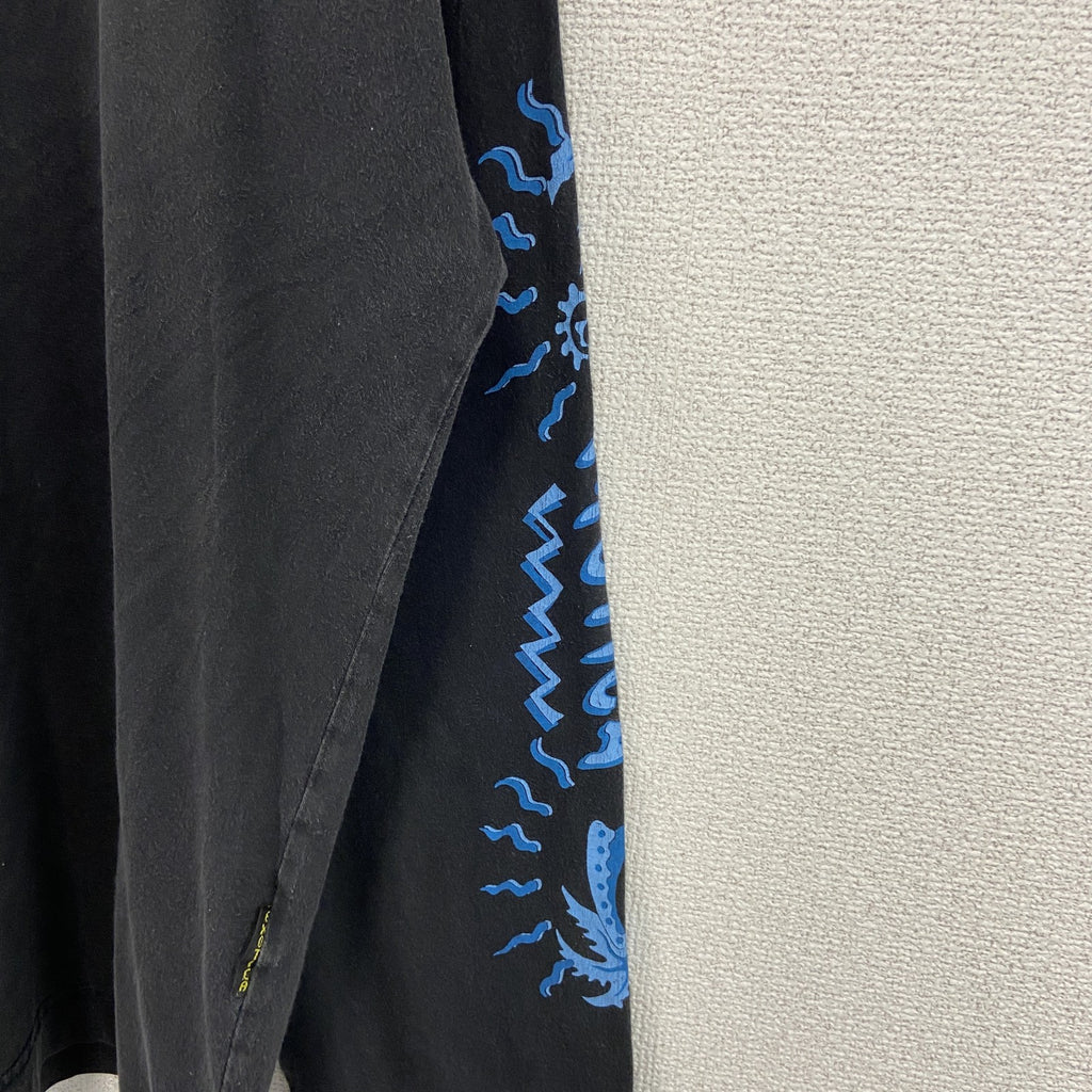 古着 used　EHOTICA　長袖プリントTシャツ　クルーネック　ロンT　カジュアル　鳥　レトロデザイン　黒　XLサイズ