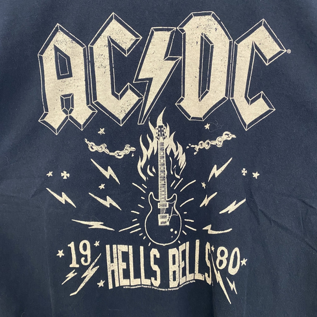 古着 used　AC/DC　長袖プリントバンドTシャツ　レトロデザイン　クルーネック　ロック　黒　ブラック　Sサイズ