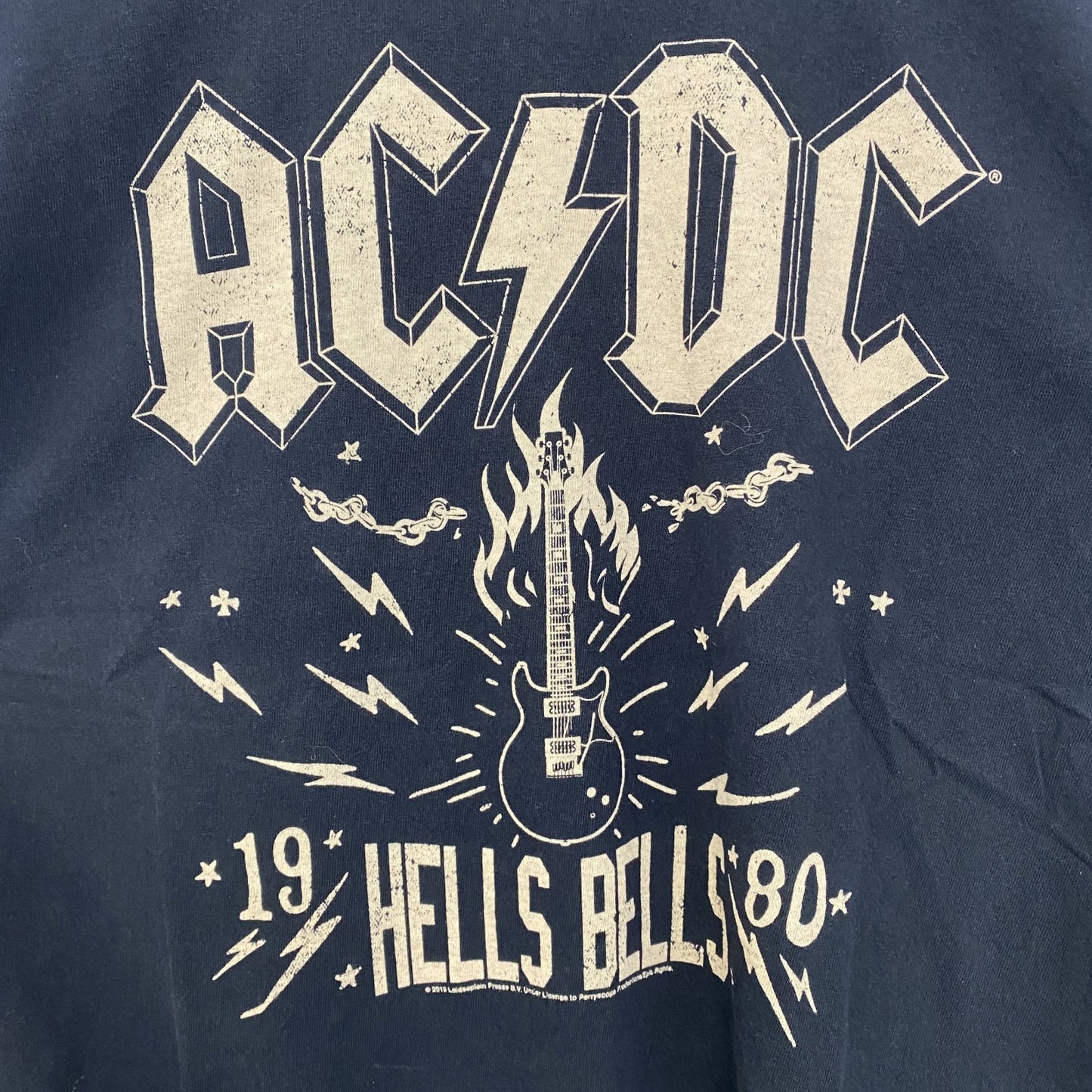 古着 used　AC/DC　長袖プリントバンドTシャツ　レトロデザイン　クルーネック　ロック　黒　ブラック　Sサイズ