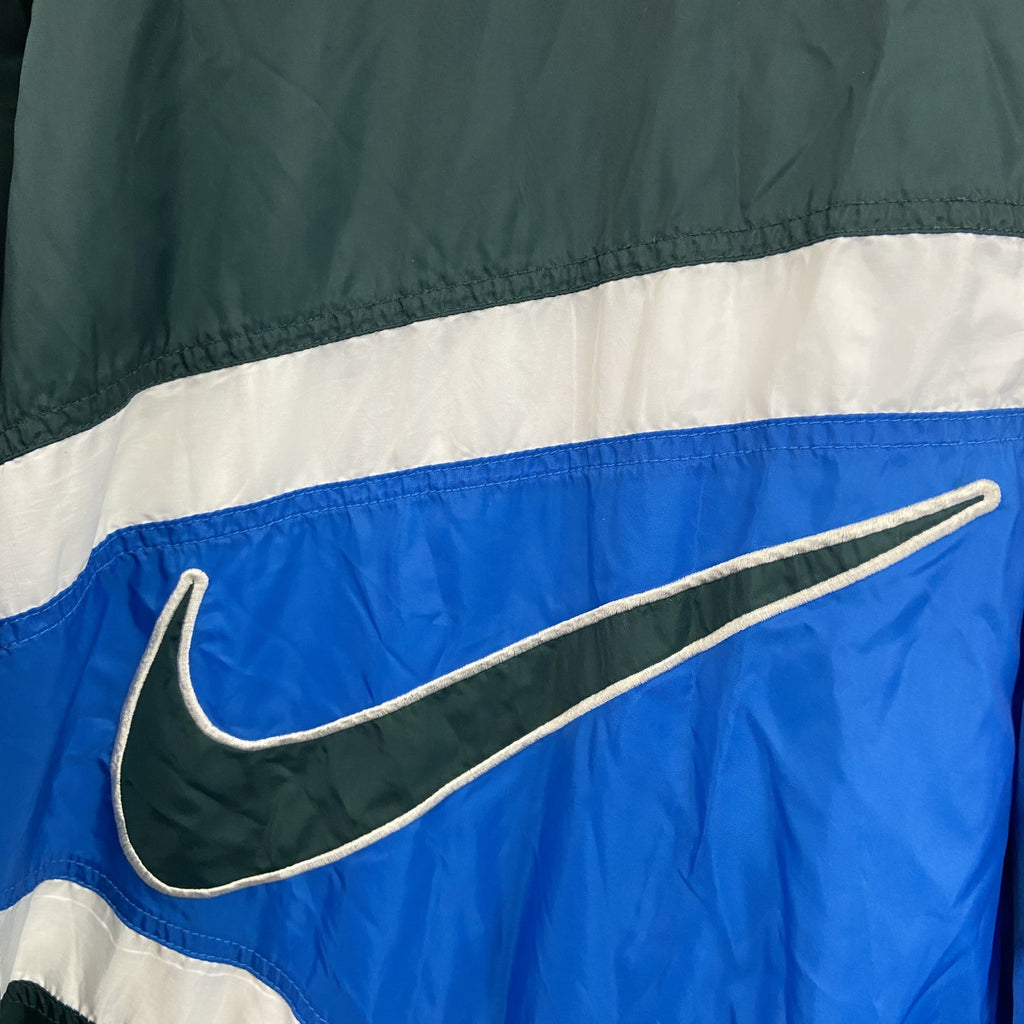90s　NIKE　ナイキ　フルジップナイロンジャケット　スウッシュ　デカロゴ　ヴィンテージ　マルチカラー　Lサイズ