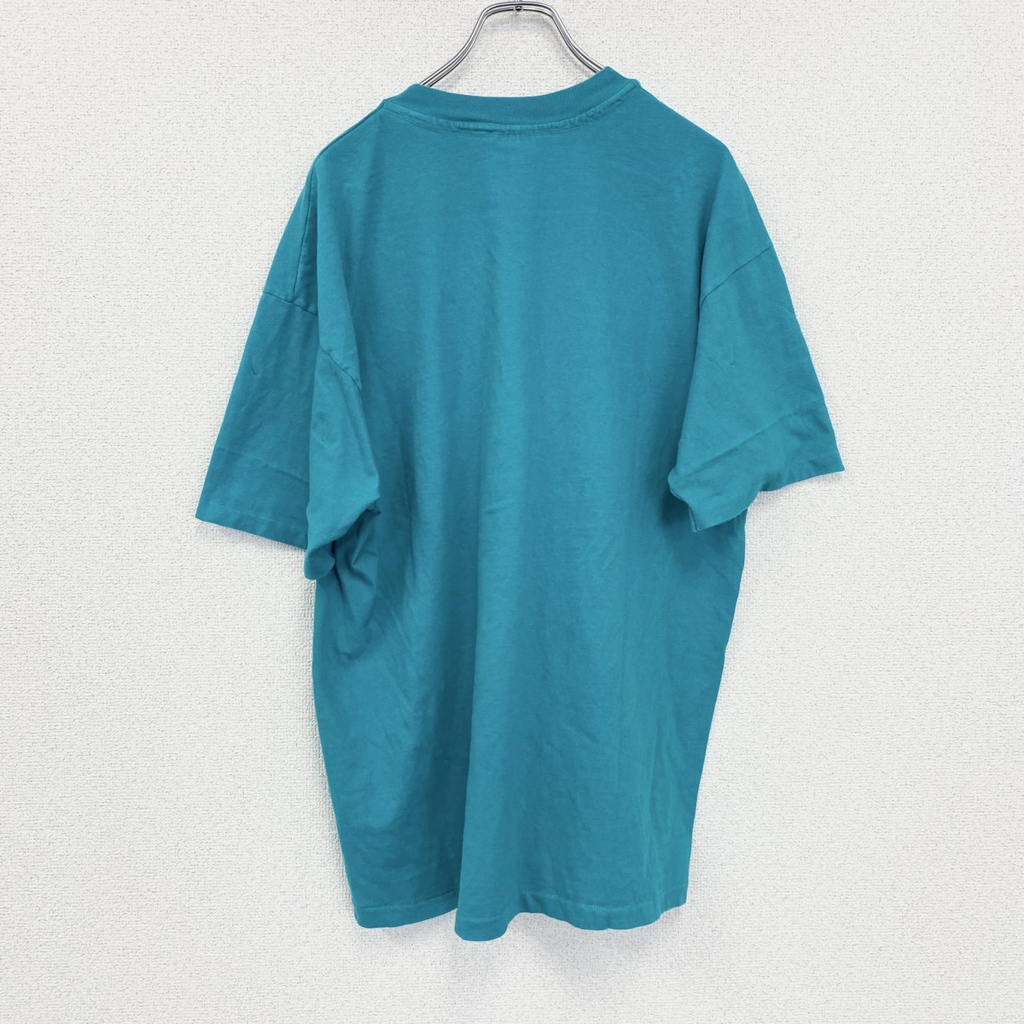 古着 used　Hanes　ヘインズ　半袖ワンポイントTシャツ　グリーン　ブルー　刺繍　クルーネック　ビッグシルエット　XLサイズ
