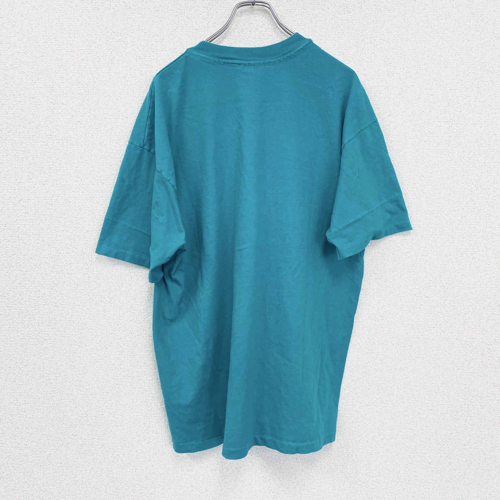古着 used　Hanes　ヘインズ　半袖ワンポイントTシャツ　グリーン　ブルー　刺繍　クルーネック　ビッグシルエット　XLサイズ
