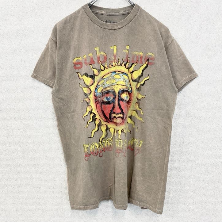 古着 used　SUBLIME　半袖プリントバンドTシャツ　レトロ　ロングビーチ　クルーネック　ロック　ベージュ　Mサイズ
