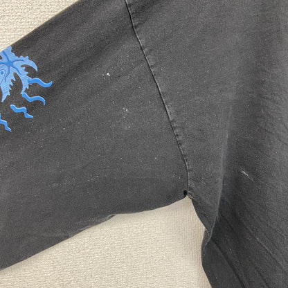 古着 used　EHOTICA　長袖プリントTシャツ　クルーネック　ロンT　カジュアル　鳥　レトロデザイン　黒　XLサイズ