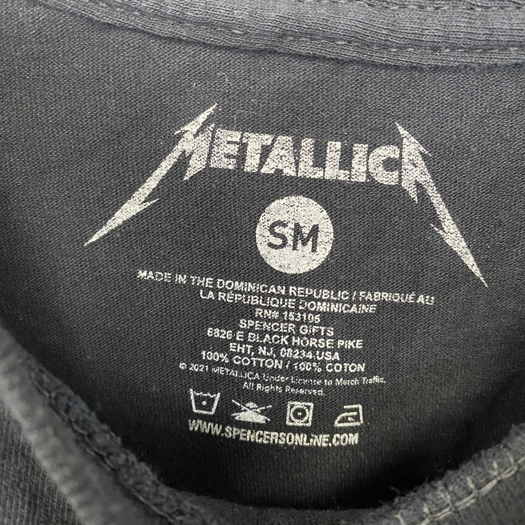 古着 used　METALLICA　メタリカ　半袖プリントバンドTシャツ　レトロ　ドクロ　クルーネック　黒　ブラック　S,Mサイズ