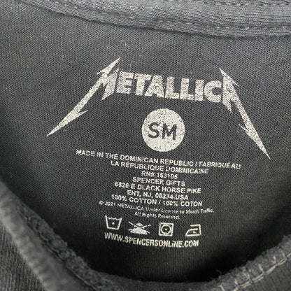 古着 used　METALLICA　メタリカ　半袖プリントバンドTシャツ　レトロ　ドクロ　クルーネック　黒　ブラック　S,Mサイズ