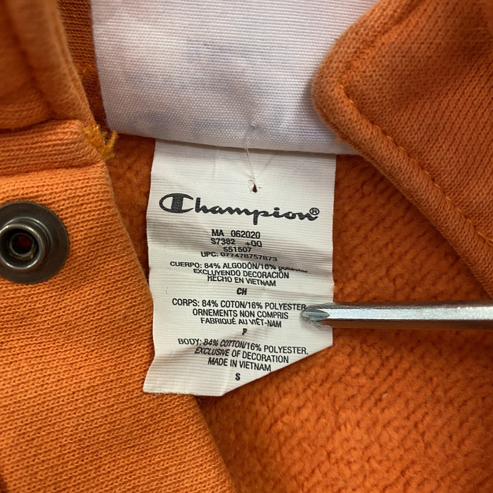 Champion　チャンピオン　リバースウィーブ　ハーフボタンスウェット/トレーナー　オレンジ　Sサイズ
