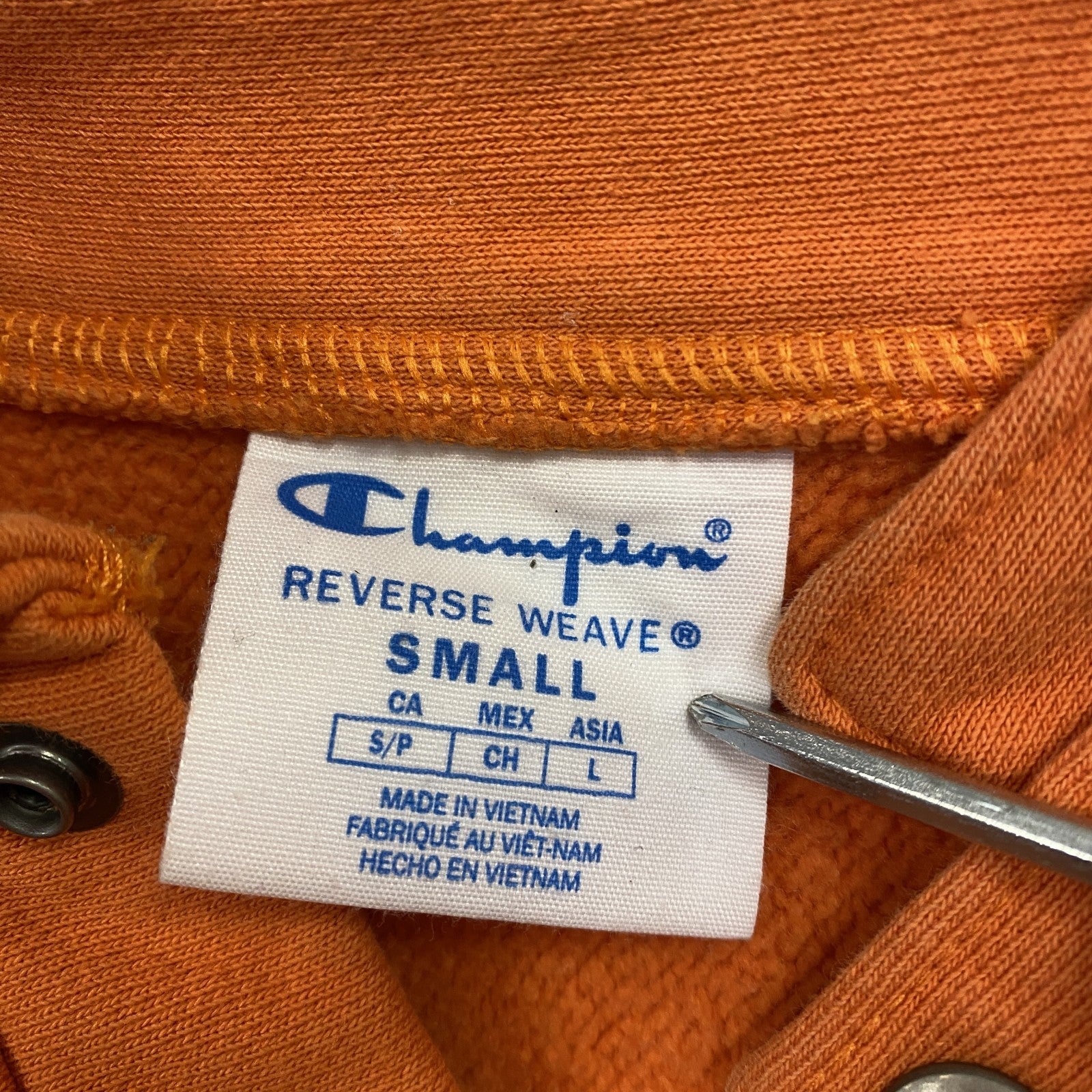 Champion　チャンピオン　リバースウィーブ　ハーフボタンスウェット/トレーナー　オレンジ　Sサイズ