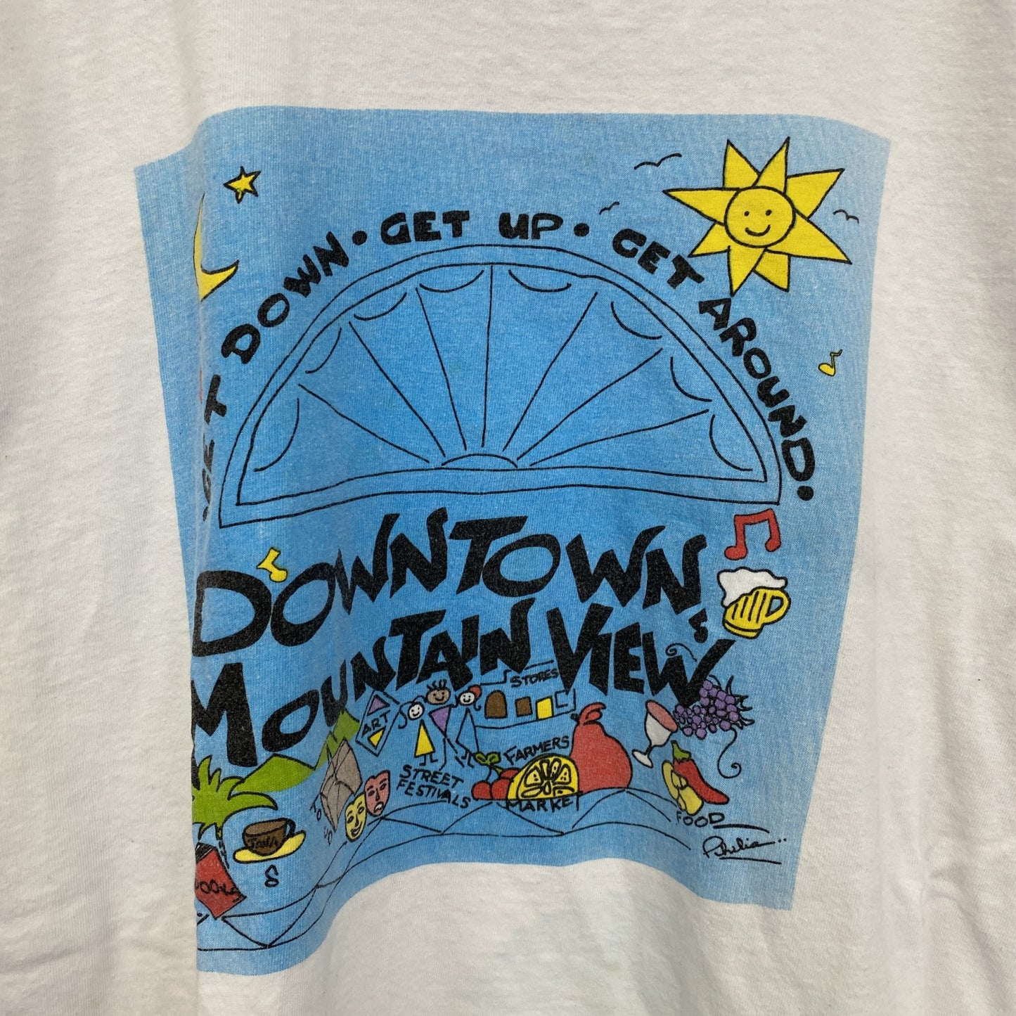 古着 used　ONEITA　オニータ　半袖プリントTシャツ　ホワイト　白　ユニークロゴ　シングルステッチ　XLサイズ