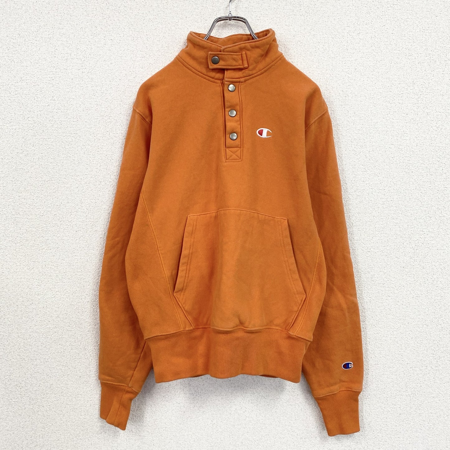 Champion　チャンピオン　リバースウィーブ　ハーフボタンスウェット/トレーナー　オレンジ　Sサイズ