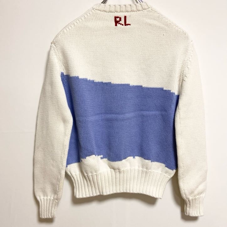 古着 used　Polo Ralph Lauren　ポロラルフローレン　クルーネックニットセーター　星条旗　白　ホワイト