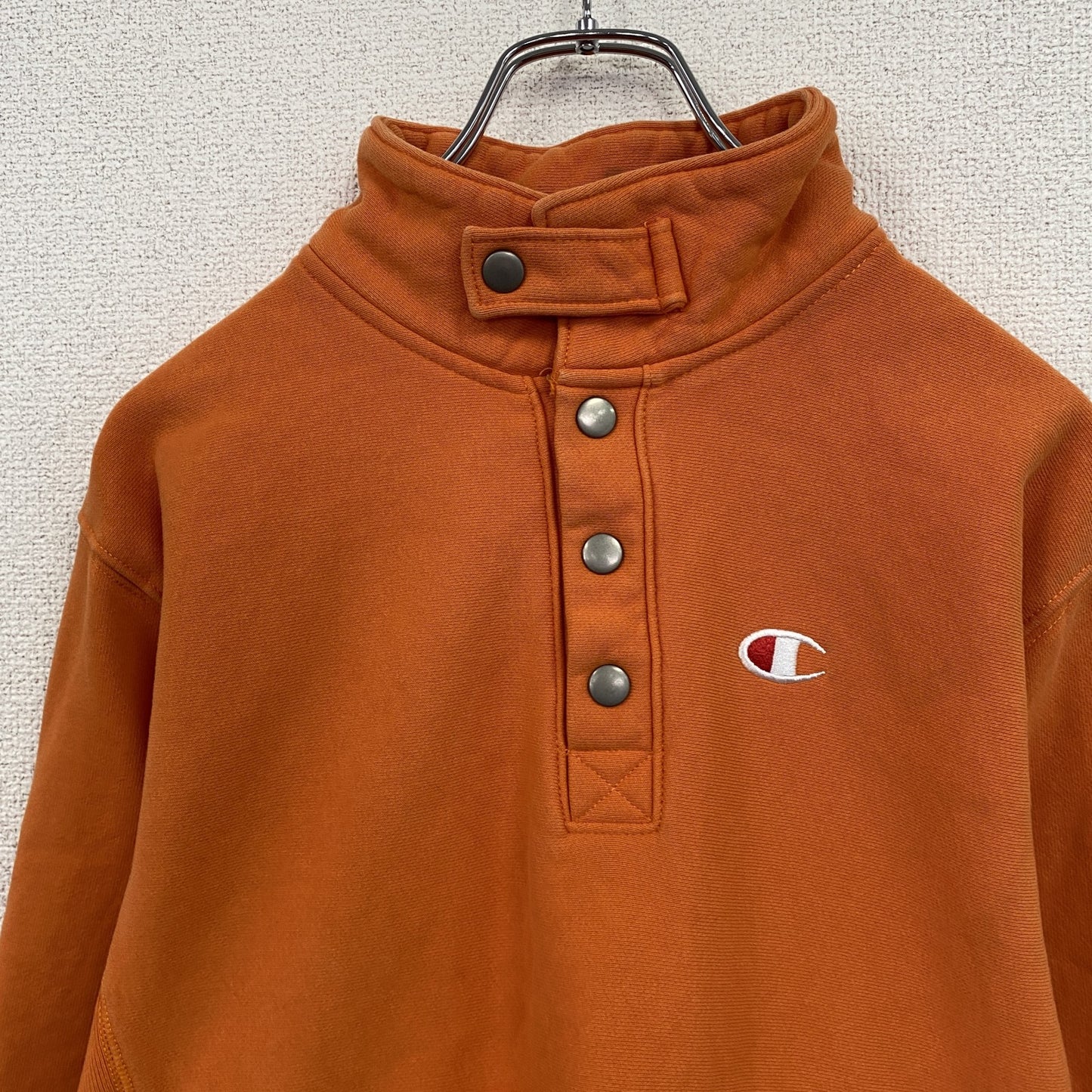 Champion　チャンピオン　リバースウィーブ　ハーフボタンスウェット/トレーナー　オレンジ　Sサイズ
