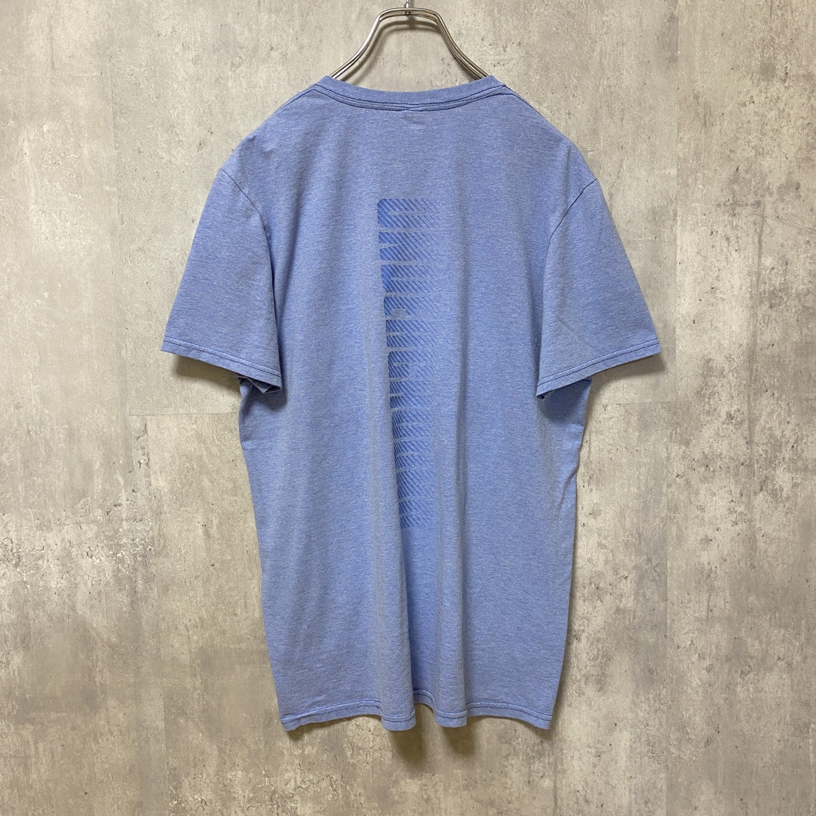 古着 used　FRUIT OF THE LOOM　フルーツオブザルーム　半袖クルーネックプリントTシャツ　ブルー　青　Mサイズ