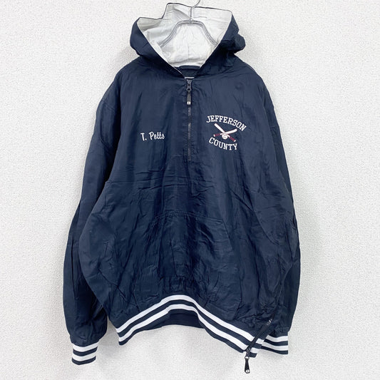 90s　Holloway　ハーフジップナイロンプルオーバージャケット　ヴィンテージ　紺　ネイビー　Lサイズ