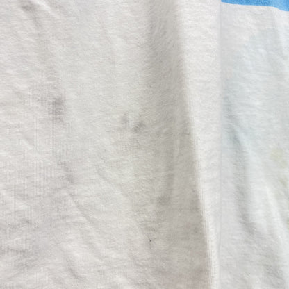 古着 used　ONEITA　オニータ　半袖プリントTシャツ　ホワイト　白　ユニークロゴ　シングルステッチ　XLサイズ