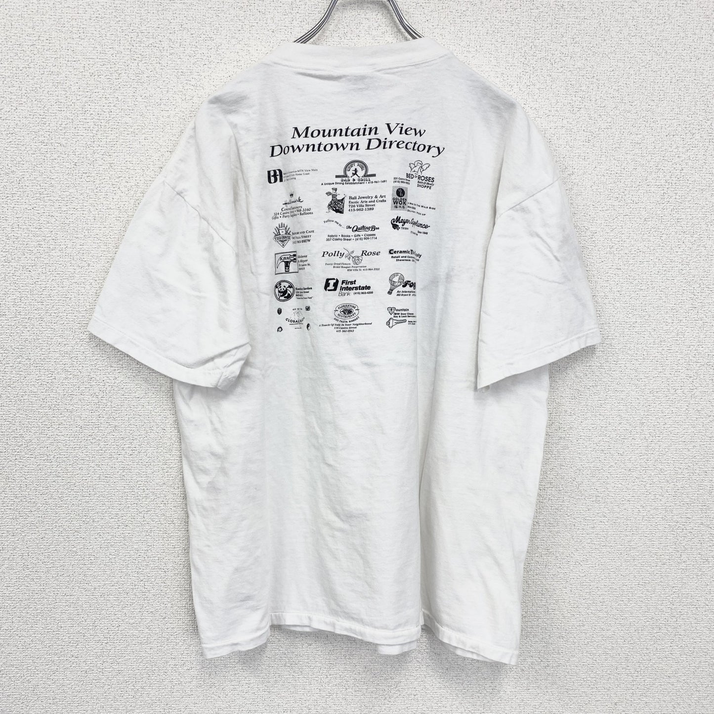 古着 used　ONEITA　オニータ　半袖プリントTシャツ　ホワイト　白　ユニークロゴ　シングルステッチ　XLサイズ
