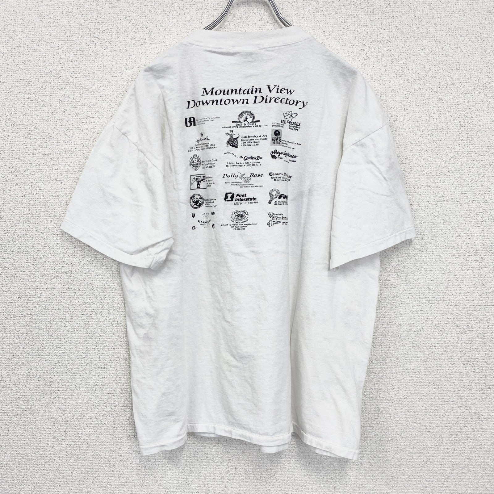 古着 used　ONEITA　オニータ　半袖プリントTシャツ　ホワイト　白　ユニークロゴ　シングルステッチ　XLサイズ