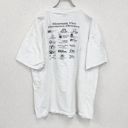 古着 used　ONEITA　オニータ　半袖プリントTシャツ　ホワイト　白　ユニークロゴ　シングルステッチ　XLサイズ