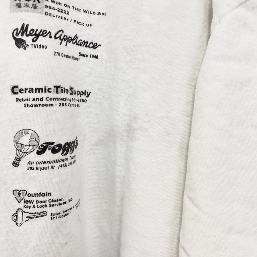 古着 used　ONEITA　オニータ　半袖プリントTシャツ　ホワイト　白　ユニークロゴ　シングルステッチ　XLサイズ