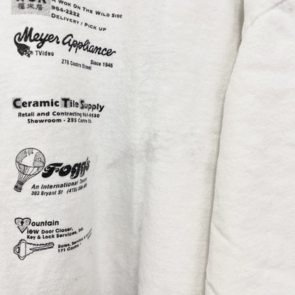 古着 used　ONEITA　オニータ　半袖プリントTシャツ　ホワイト　白　ユニークロゴ　シングルステッチ　XLサイズ