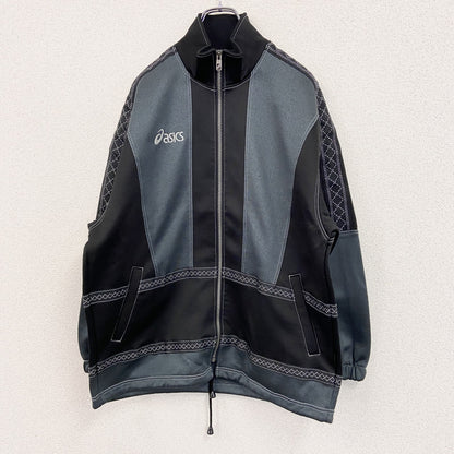 90s　asics　アシックス　トラックジャケット/ジャージ　ヴィンテージ　バイカラー　黒　ブラック　ネイビー　Mサイズ