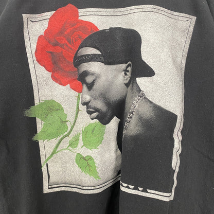 古着 used　2PAC　ツーパック　半袖バンドプリントTシャツ　ラップ　黒　ブラック　レトロデザイン　クルーネック　XSサイズ