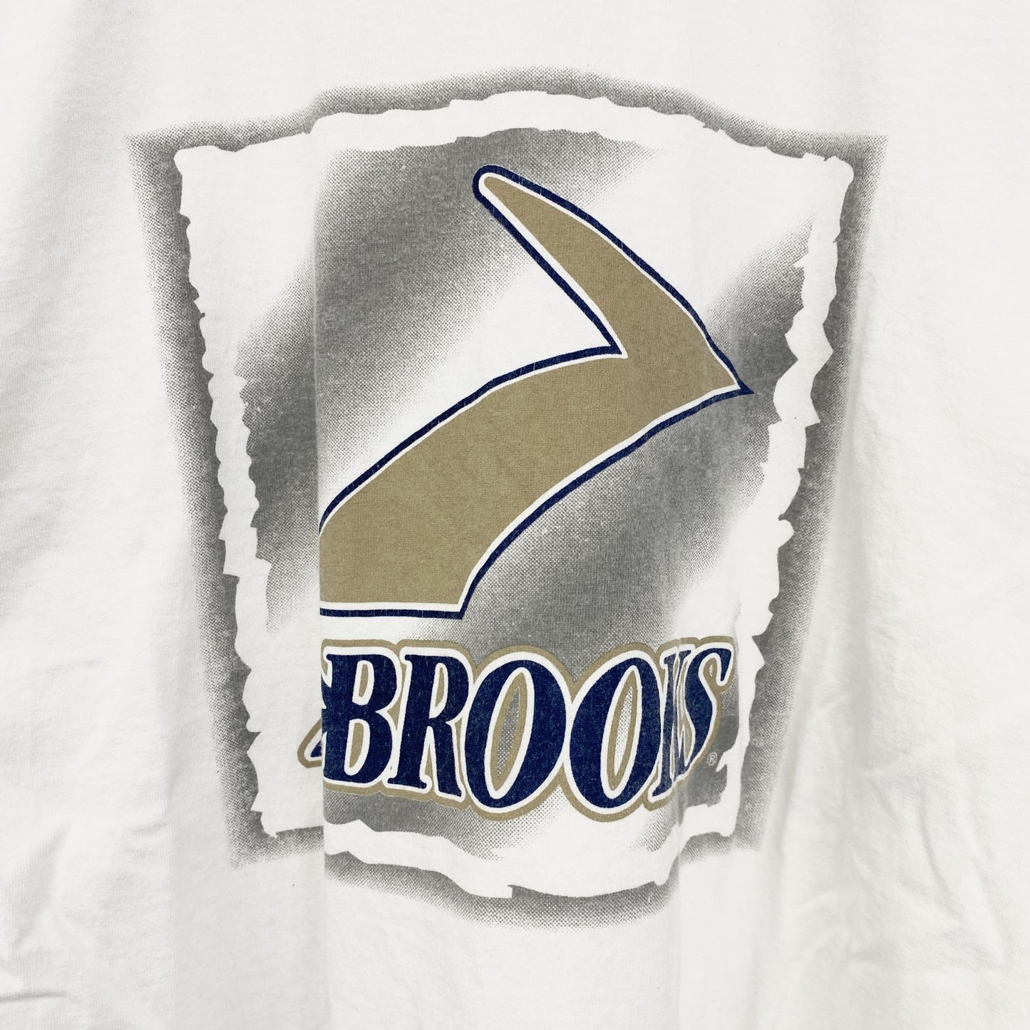 90s　BROOKS　ブルックス　半袖プリントTシャツ　シングルステッチ　クルーネック　ヴィンテージ　白　ホワイト　Lサイズ