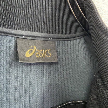 90s　asics　アシックス　トラックジャケット/ジャージ　ヴィンテージ　バイカラー　黒　ブラック　ネイビー　Mサイズ