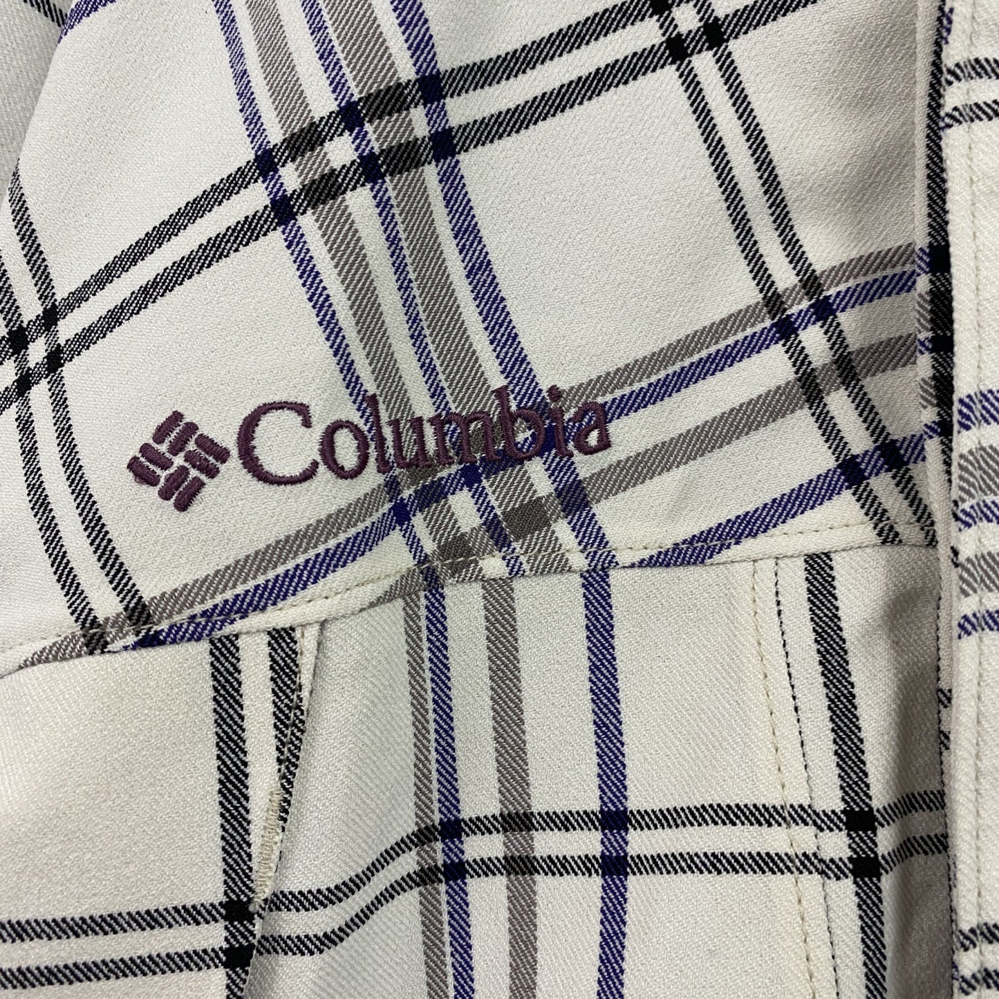 Columbia　コロンビア　マウンテンパーカー　チェック柄　白　ホワイト　Lサイズ